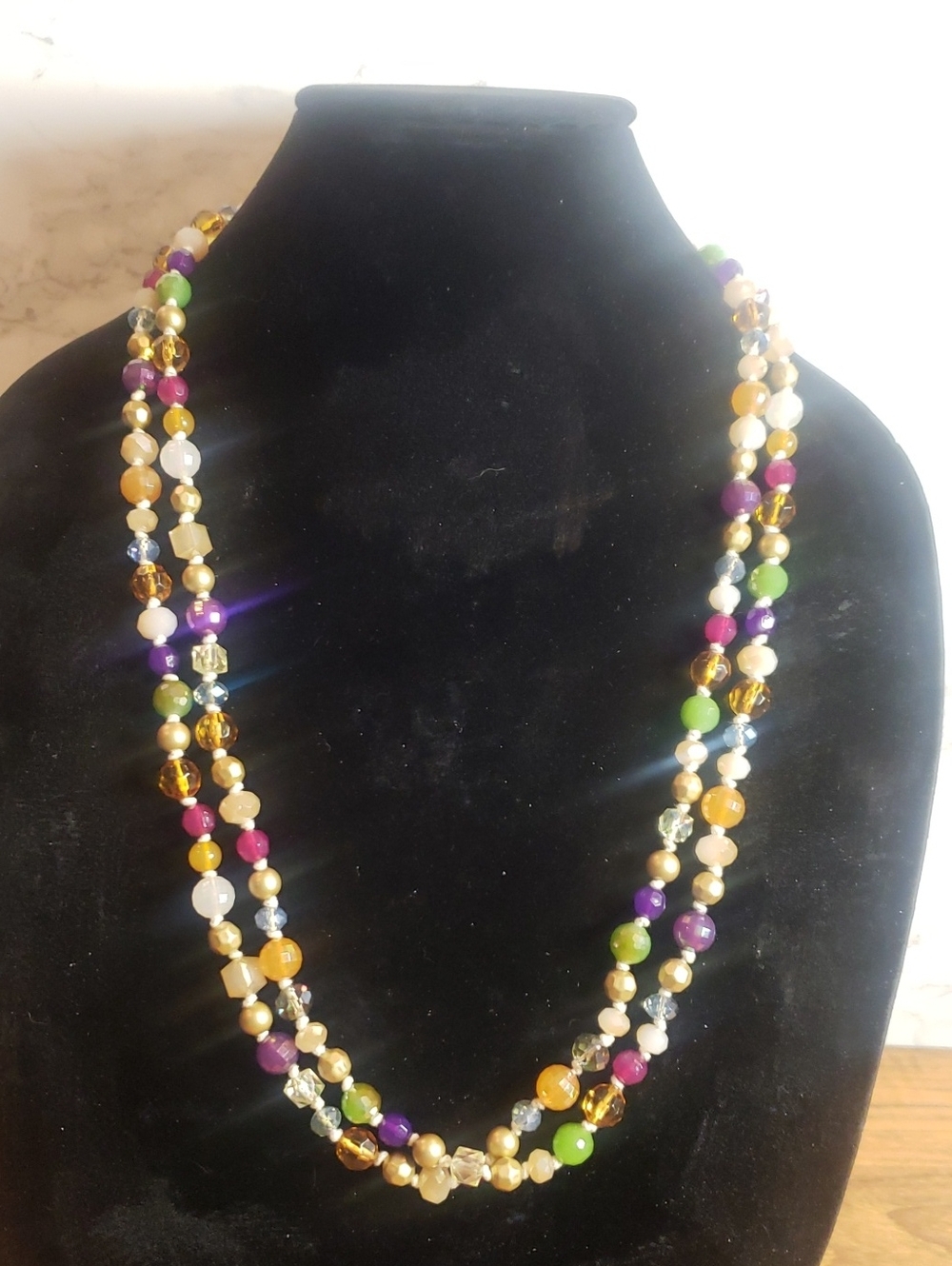 Plunder Multicolor Beaded Necklace with Gold Accents NWT